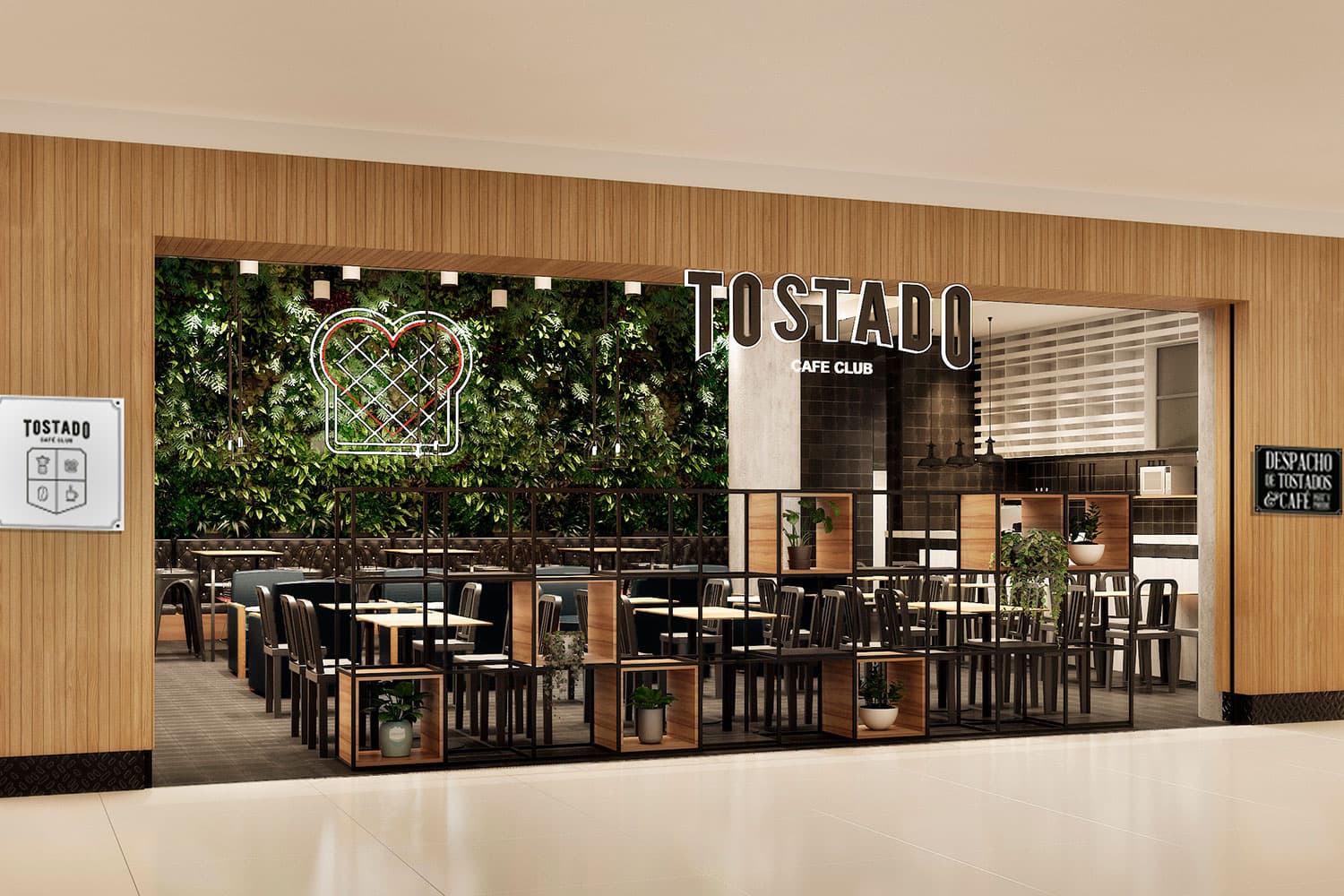 Tostado Café Club — projeto de varejo da Guedes Arquitetura